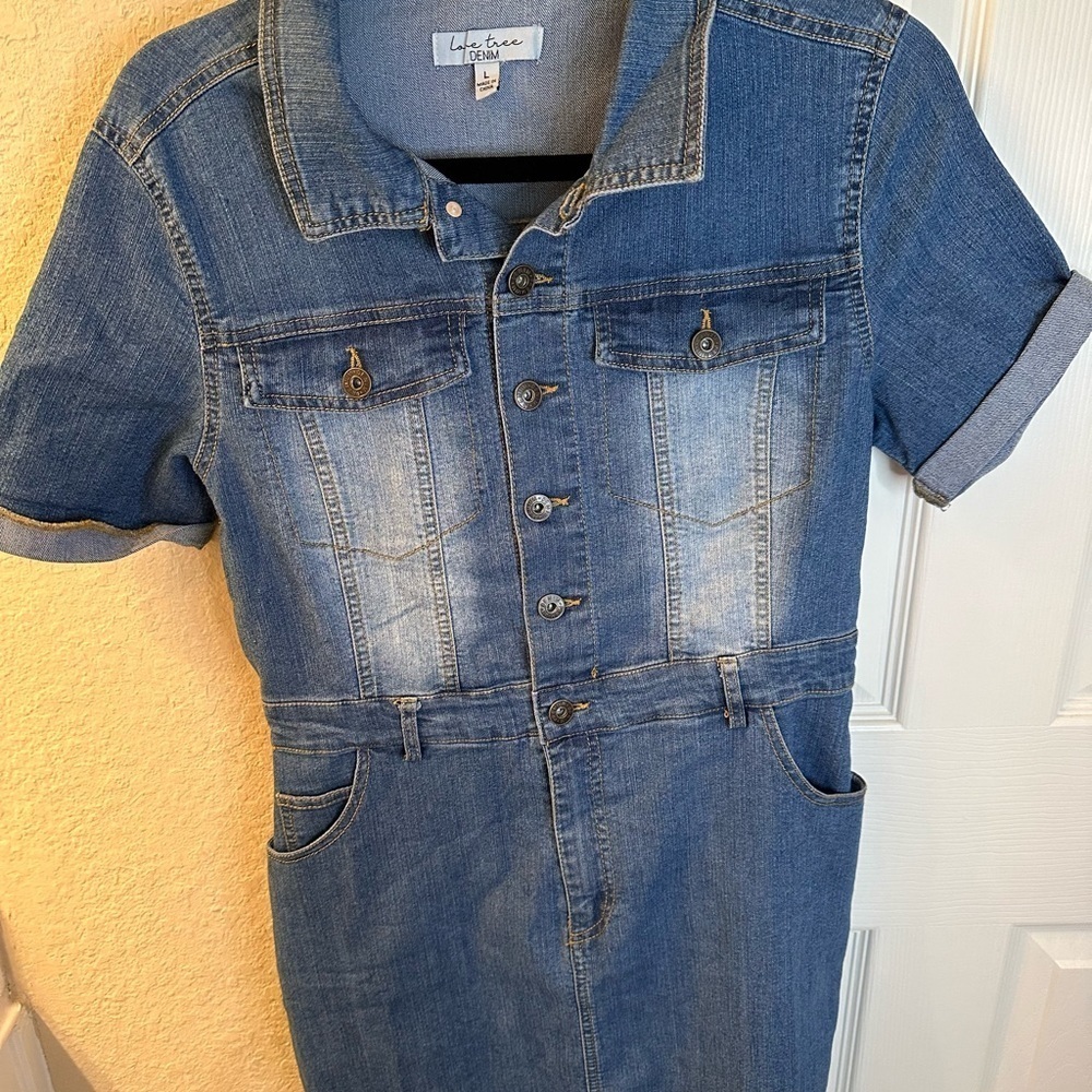 Love Tree Denim one piece skirt size Large - Picture 2 of 8